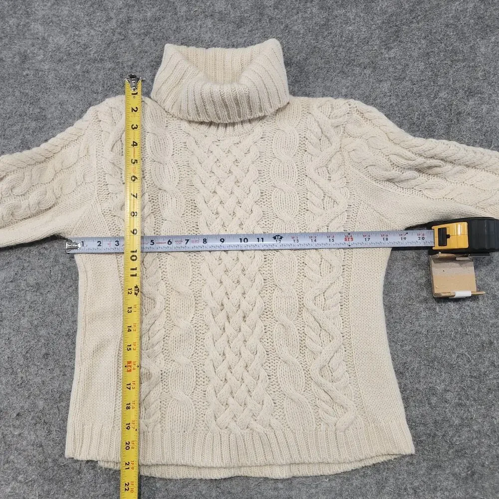 Peregrine Womens‎ S Small 100% Wool England Made Cableknit Turtleneck Sweater